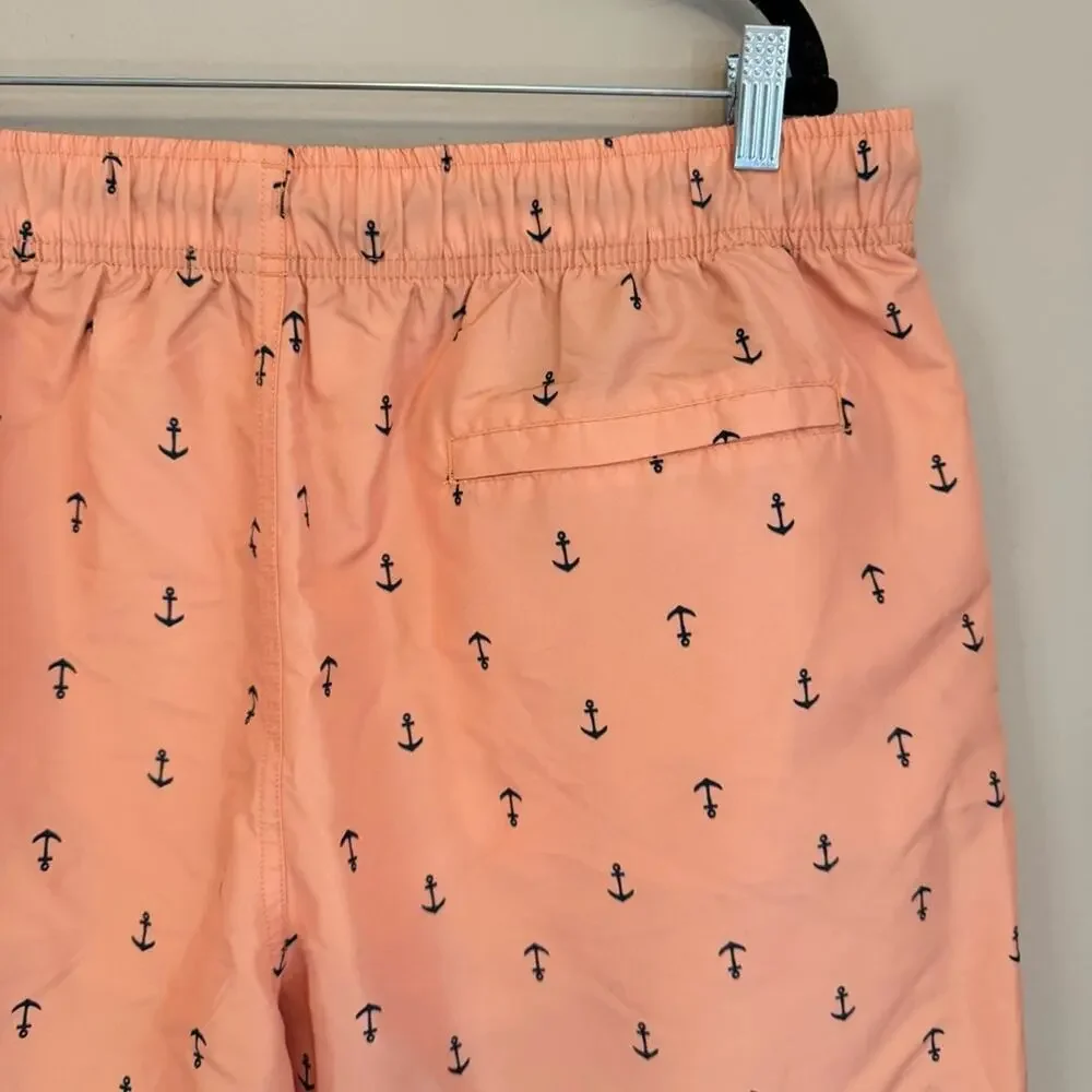 Nautica Mens Elastic Waist Quick Dry Peach Anchor Swim Trunks Shorts Size XL NWT